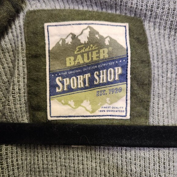 Eddie Bauer Sport Shop Green Pullover Sweatshirt L, Button Neck Long Sleeve - Picture 3 of 8